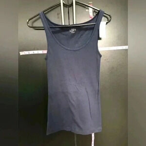 Ann Taylor Loft 100% lightweight cotton, scoop neck Tank Top/Shell Navy blue